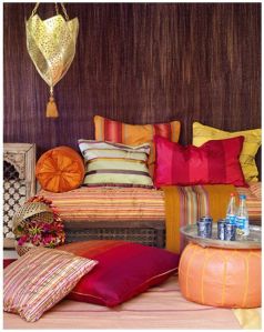 I love the Turkish/Moroccan bright, casual cushiony look for a greenhouse. 